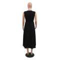 Black sleeveless midi dress kraft abaya with fitted bodice and flowing skirt featuring teal gold embroidered gold floral accents