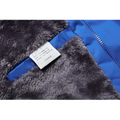 Teal mens harsh winter jacket with waterproof hiking hooded design and gray faux fur lining in quilted material