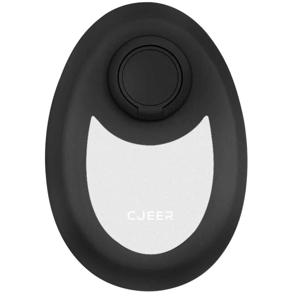Black and white phone stand with sleek oval design and circular grip for teal nano glass crystal hair eraser removal tool