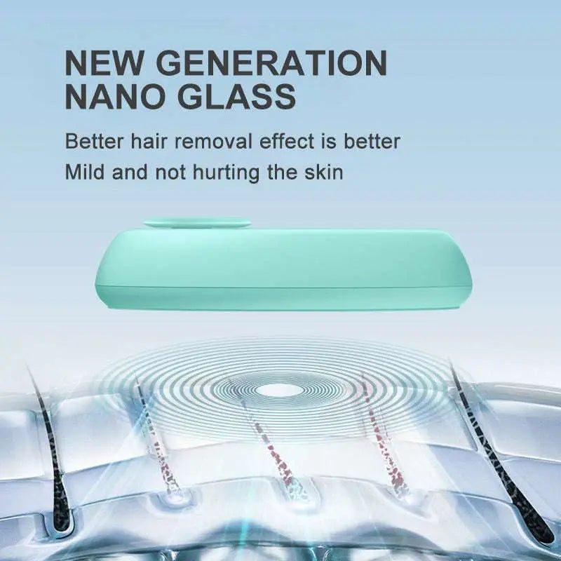 A sleek teal nano glass crystal hair eraser handheld device for effective hair eraser removal