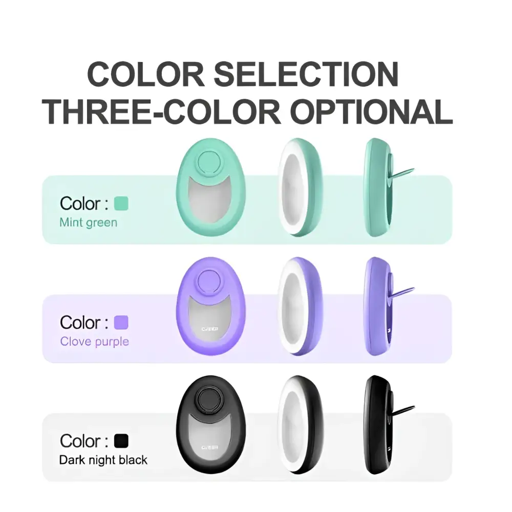 Teal nano glass crystal hair eraser with mint green, clove purple, and black silicone ring light holders circular design