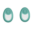 Teal and white compact portable teal nano glass crystal hair eraser removal tool with circular button on top