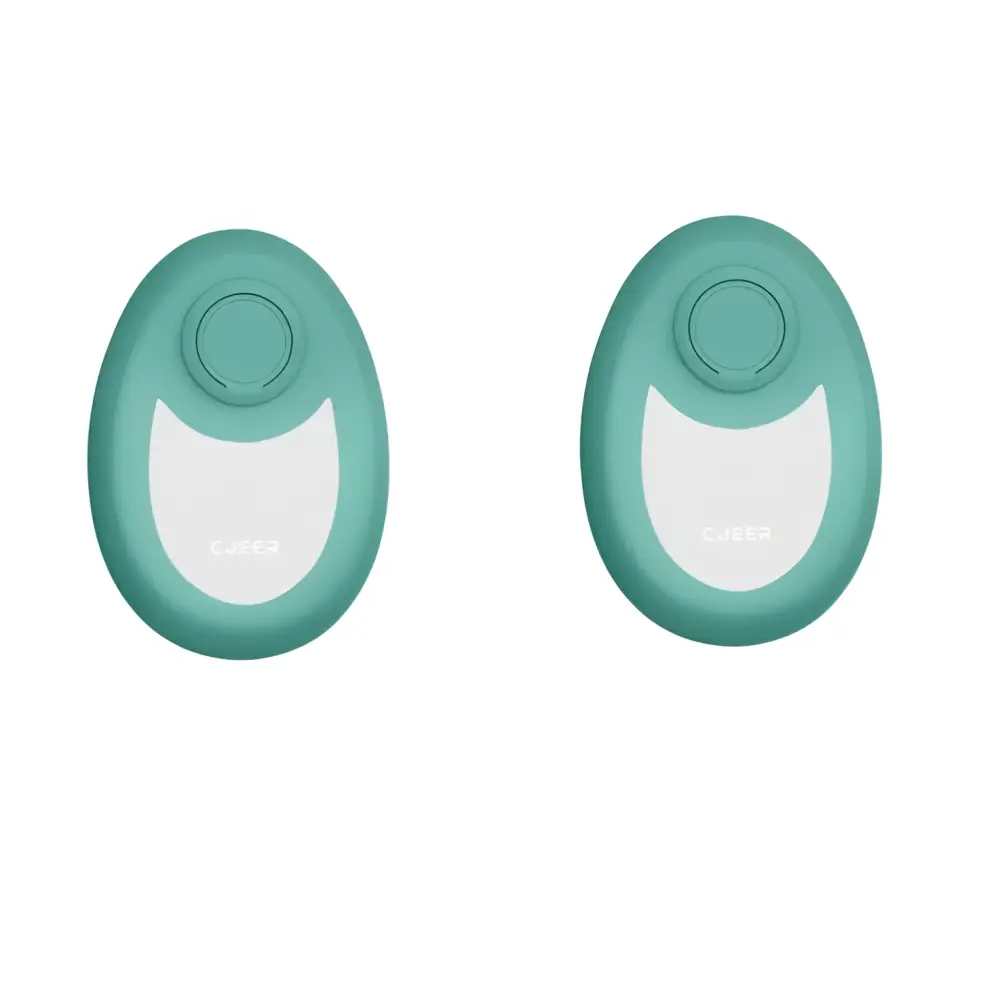Teal and white compact portable teal nano glass crystal hair eraser removal tool with circular button on top