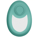 Teal nano glass crystal hair eraser removal tool with oval shape white cat face design and circular grip on top