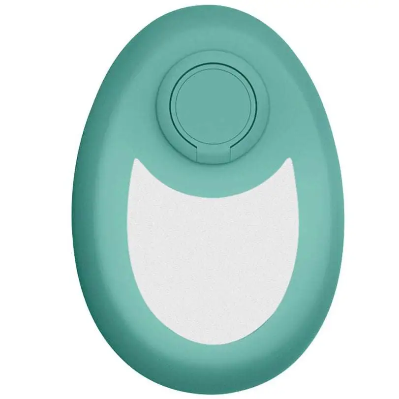Teal nano glass crystal hair eraser removal tool with oval shape white cat face design and circular grip on top