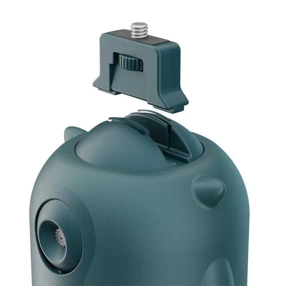 Teal owl gimbal ai face recognition camera tripod head with rounded design quick-release plate and intelligent follow-up tracking