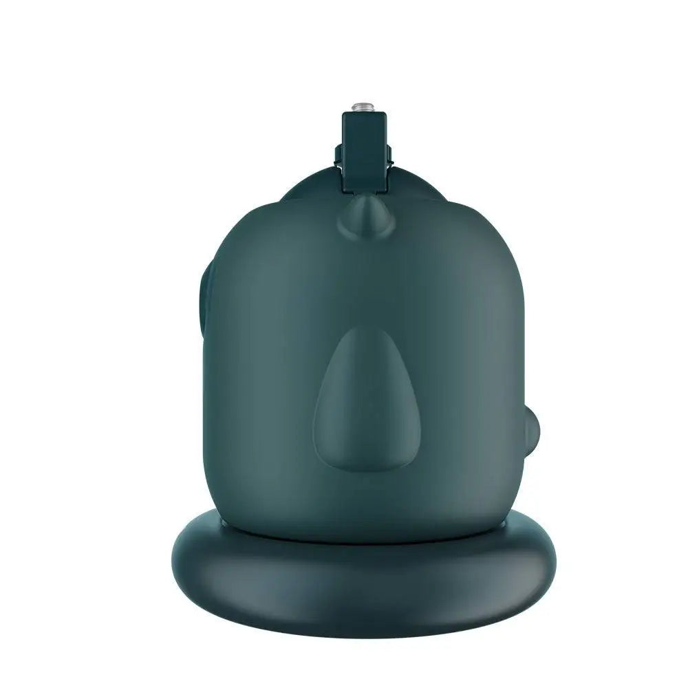Dark green matte silicone owl-shaped camera with black clip featuring gimbal ai face and intelligent follow-up tracking