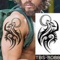 Black and white tribal-style wolf howling at the moon temporary body tattoo for floral waterproof temporary use