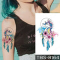 Colorful teal phoenix and floral waterproof temporary tattoo sticker with rainbow mane and pastel feathers for temporary body use