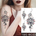 Temporary body tattoo stickers featuring black and pink lotus floral waterproof temporary designs with teal phoenix elements