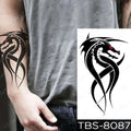 Black tribal dragon temporary body tattoo with red eyes designed for arm application in floral waterproof temporary set teal phoenix