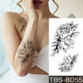 Black and white floral waterproof temporary tattoo stickers with detailed peony designs from teal phoenix collection