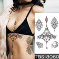 Temporary body art stickers with teal phoenix and floral waterproof temporary tattoo featuring gold outlines and pink accents