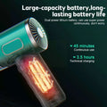 Teal portable car vacuum cleaner with powerful suction and dual lithium-ion batteries for cordless portable use