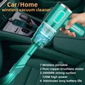Teal portable car cordless vacuum cleaner with powerful suction and transparent dust collection chamber