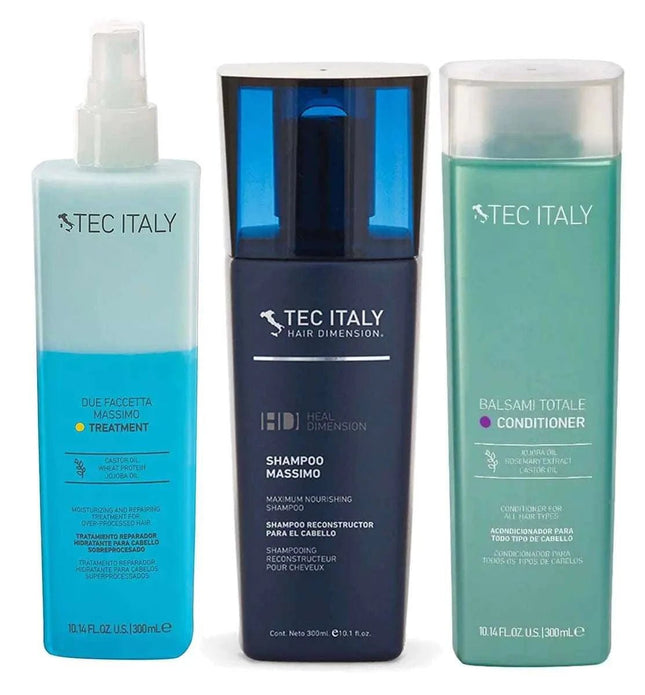 Tec Italy Reconstruction Package: Due Faccetta 10.1 Oz + Shampoo 10.1 Oz + Balsami Totale 10.1 Oz - Royalessencelux