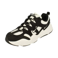 Black and white nike tech hera mens shoes with chunky retro design in suede and mesh materials size 11