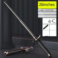 26-inch telescopic self-defense anti-cut stick with black textured grip and metallic silver shaft by Royale Essence Lux