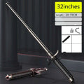 Black 32-inch telescopic self-defense anti-cut stick with textured grip and metallic tip by Royale Essence Lux