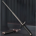 Black and silver royale essence lux telescopic self-defense anti-cut stick with textured grip and metallic finish