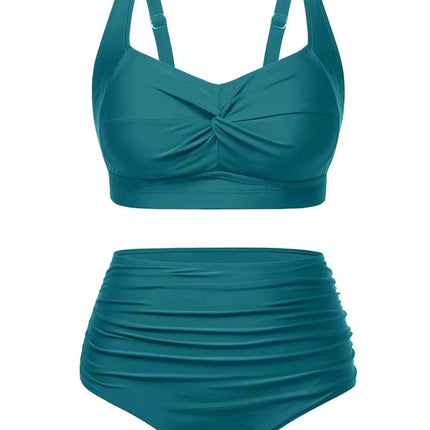 Tempt Me Women Plus Size High Waisted Bikini Set Two Piece Swimsuit Tummy Control Bathing Suits Teal 16 Plus - Royalessencelux