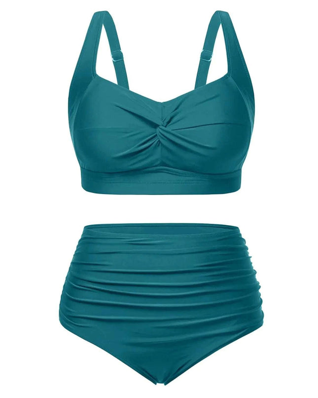 Tempt Me Women Plus Size High Waisted Bikini Set Two Piece Swimsuit Tummy Control Bathing Suits Teal 16 Plus - Royalessencelux