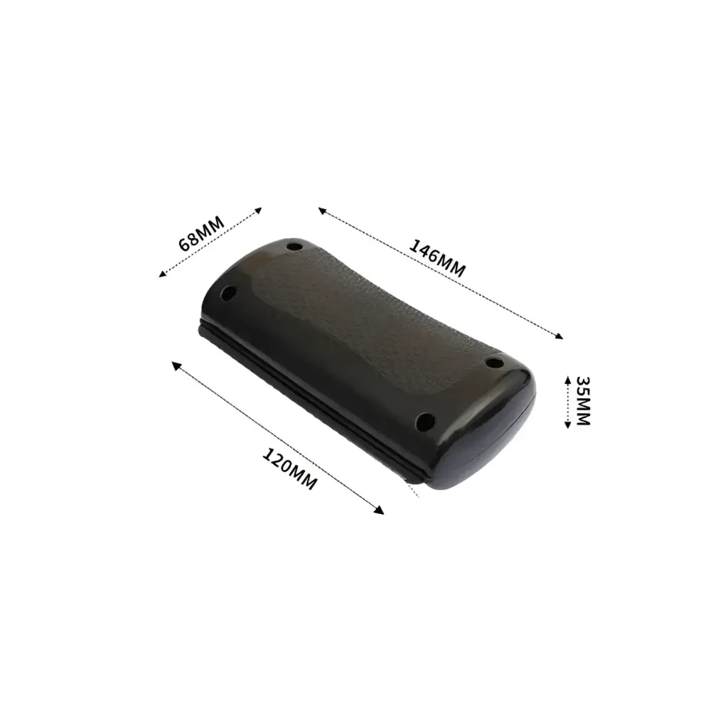 Black plastic grooming comb with textured grip pet surface and rounded edges for comfortable grip pet grooming