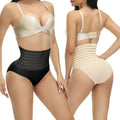 Beige and black high-waisted postpartum body shaper with adjustable straps cotton fabric shaping butt lifter design