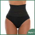 Black high-waisted postpartum body shaper waist trainer with ribbed design, adjustable elastic band, and cotton fabric
