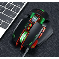 Black and red thunder wolf v9 gaming mouse with green led lighting accents for precision gaming use