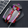 Silver and red Thunder Wolf V9 gaming mouse with purple led lighting accents designed for precision gaming use