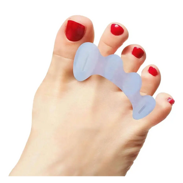 Light blue silicone toe separators designed for comfort and alignment to support foot fitness and toes reducing pain
