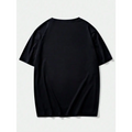 Black short-sleeved tokyo speed drifting letter graphic t-shirt with a relaxed fit and plain back shown from the back side