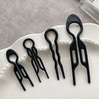 Set of five sleek black plastic hair clips with varied designs for tortoiseshell bun lazy and bun lazy styling gadgets