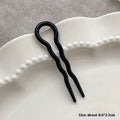 Black wavy hair pin with a glossy finish for tortoiseshell bun lazy and bun lazy styling updos using a lazy updo gadget
