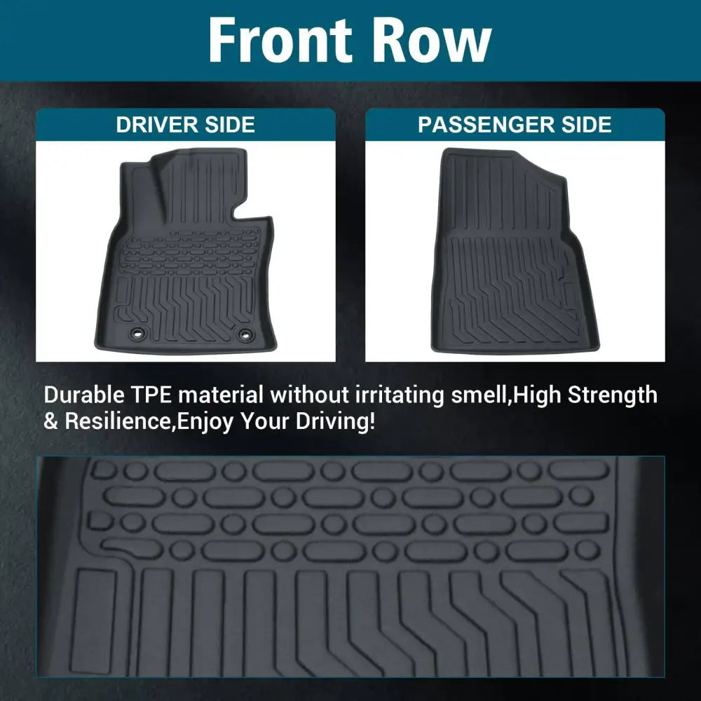 Black durable tpe rubber floor mats for front row camry hybrid with textured patterns and reinforced edges