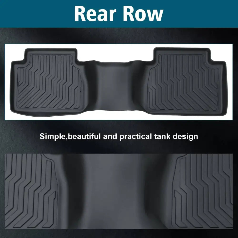 Black tpe rubber floor mats with textured zigzag pattern for rear row of 2018 2023 camry non hybrid