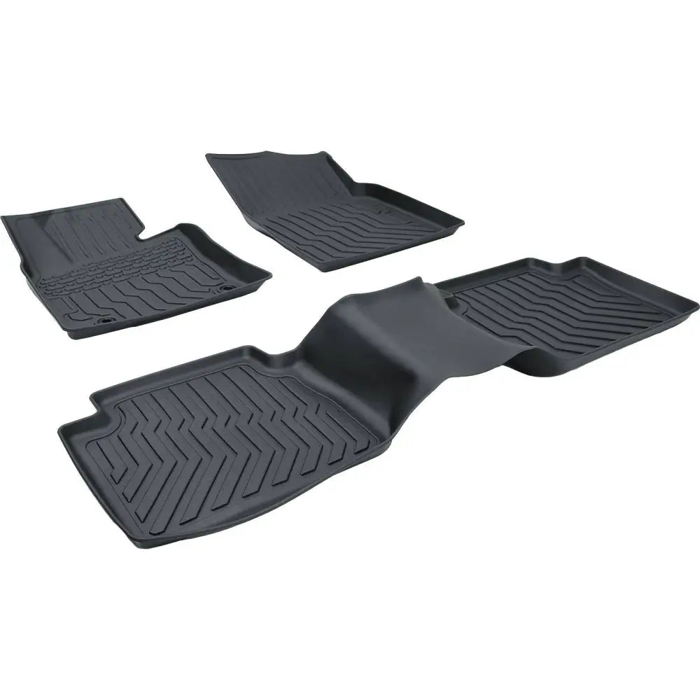 Black tpe rubber floor mats with textured wavy patterns for a snug fit in 2018 2023 camry hybrid models