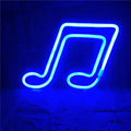 A glowing treble clef blue neon bar light shaped like a musical note for decorative indoor use