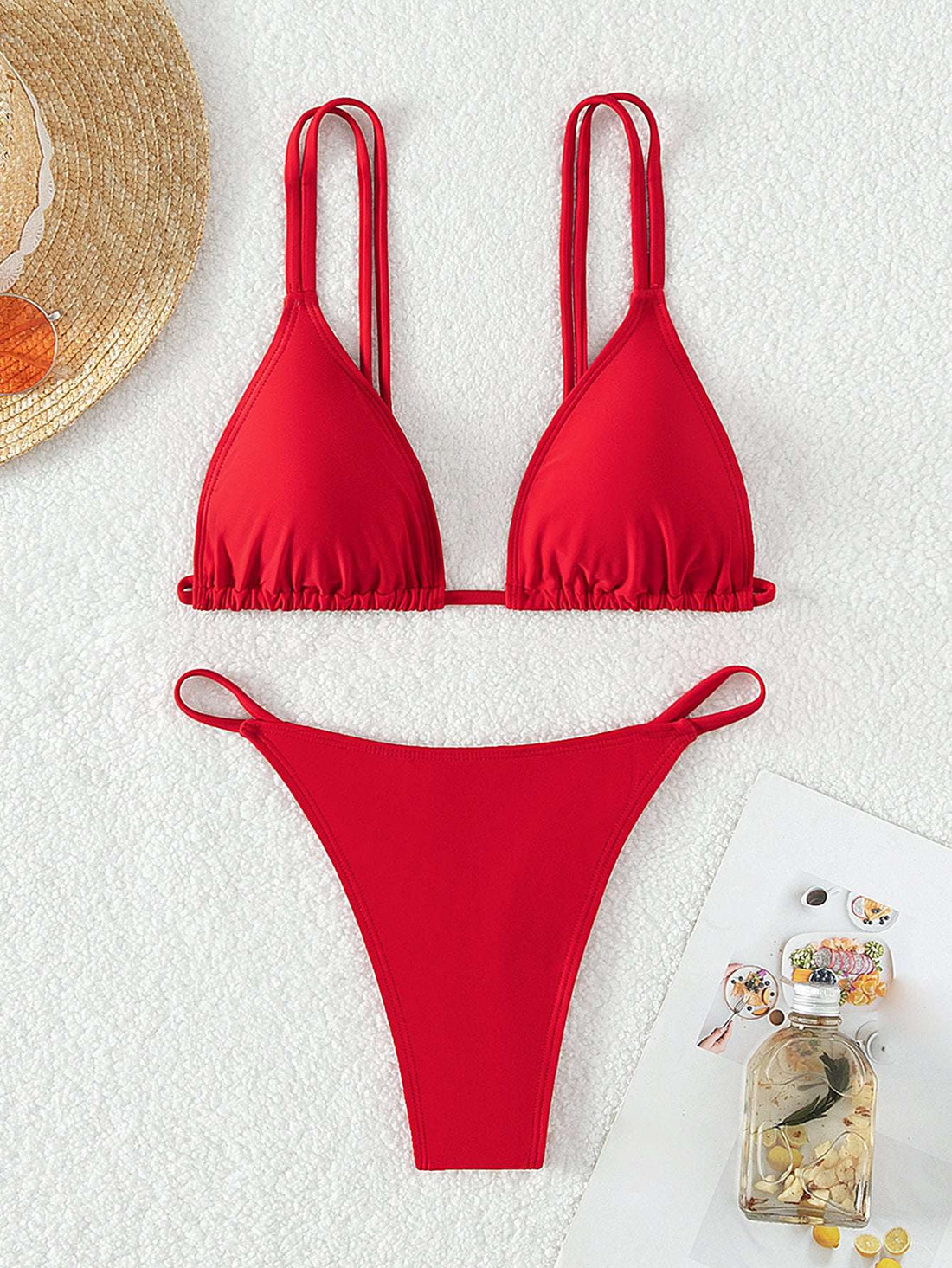 Triangle Cup Halter Bikini Swimsuit For Women Button Full Cup Plus Size Bra Without Wi Royalessencelux