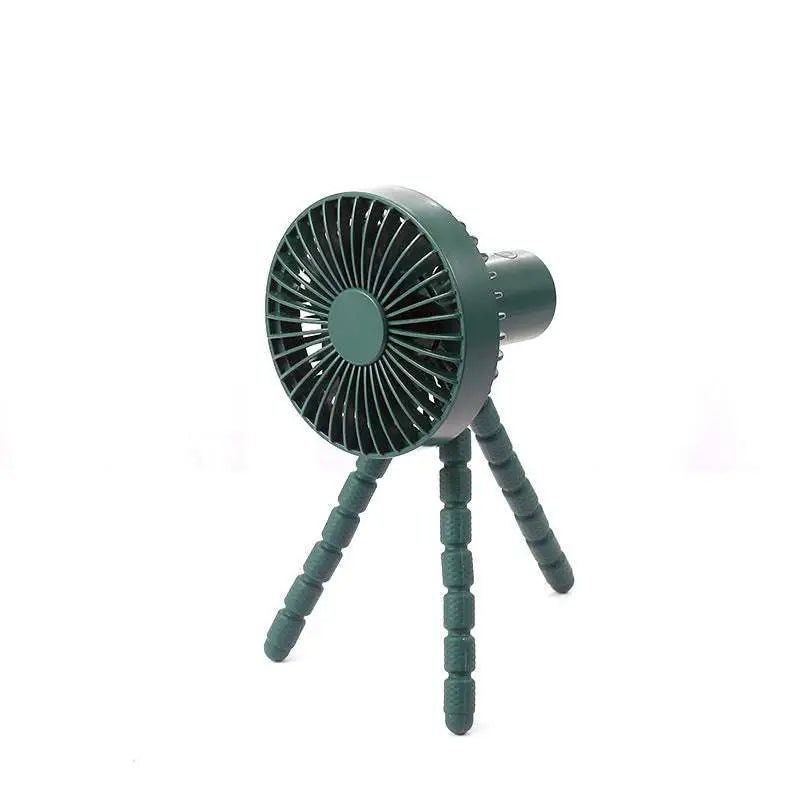White and black tripod small fan with flexible articulated legs for adjustable positioning on desktop multifunctional adjustable use