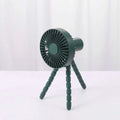 Dark green tripod small fan with flexible legs designed as a desktop multifunctional adjustable cooling device