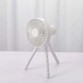White tripod small fan with adjustable multifunctional stand suitable for desktop use and personal cooling