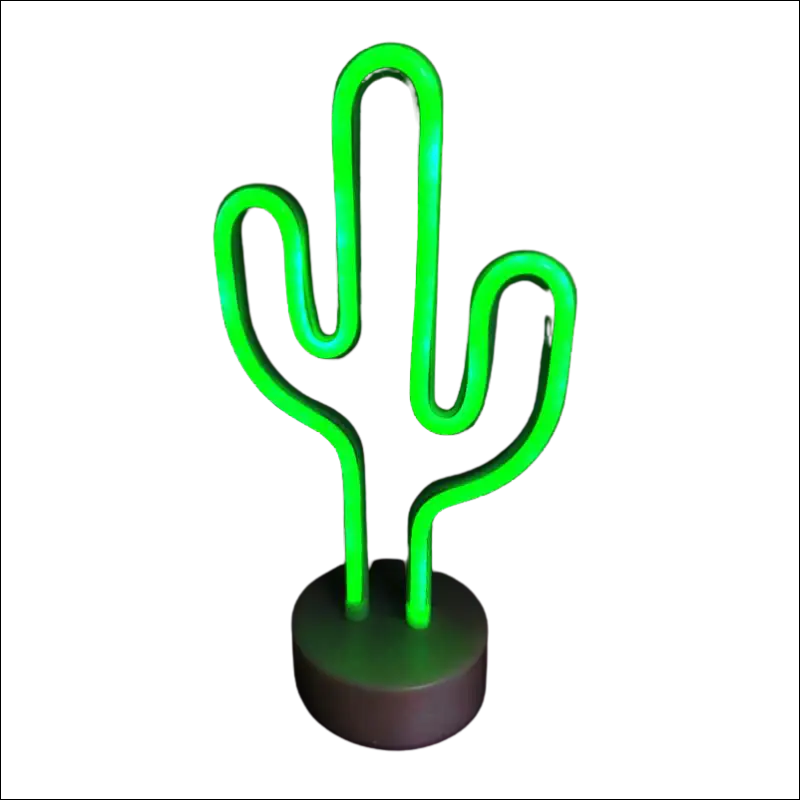 A glowing green neon deco cactus night light with a sleek minimalist design from tropical nights neon collection