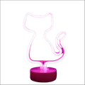 Pink neon cat-shaped night light with glowing outline and solid base for tropical nights neon decor and neon deco use