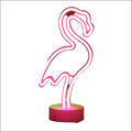 Pink neon flamingo lamp with glowing base tropical nights neon night light for neon deco ambiance
