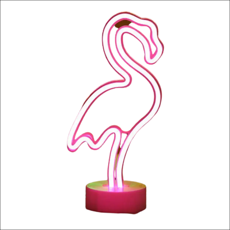 Pink neon flamingo lamp with glowing base tropical nights neon night light for neon deco ambiance