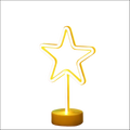 Tropical nights neon glowing yellow star-shaped neon deco night light with modern design and circular base
