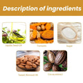 Product label showing turmeric body scrub ingredients including jojoba seed oil turmeric powder sugar and sweet almond oil