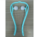 Turquoise six wheel light blue plastic neck massager massage relieve tool with two white spherical rollers